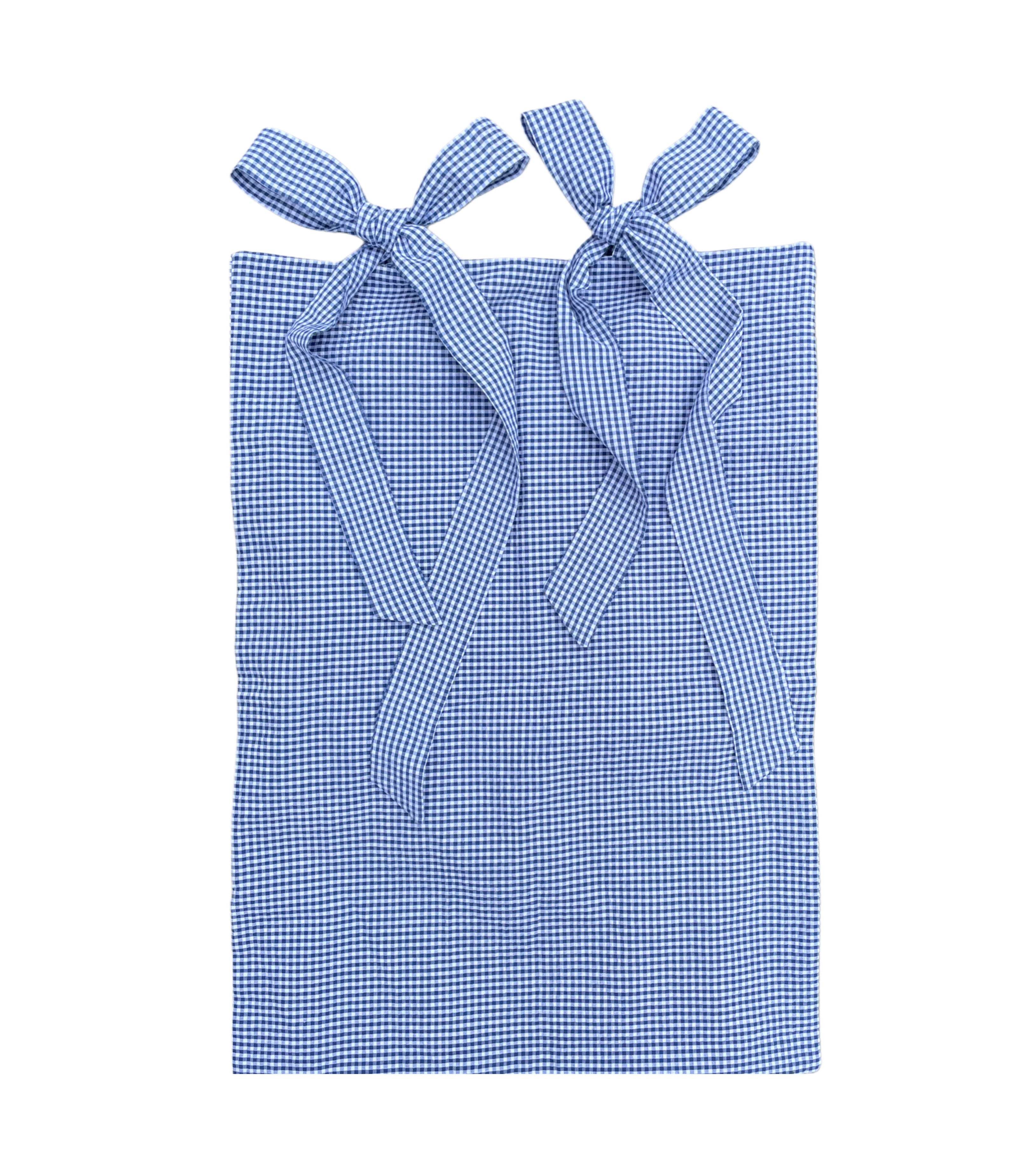 Big Bow Pillowcase Pair Navy Gingham