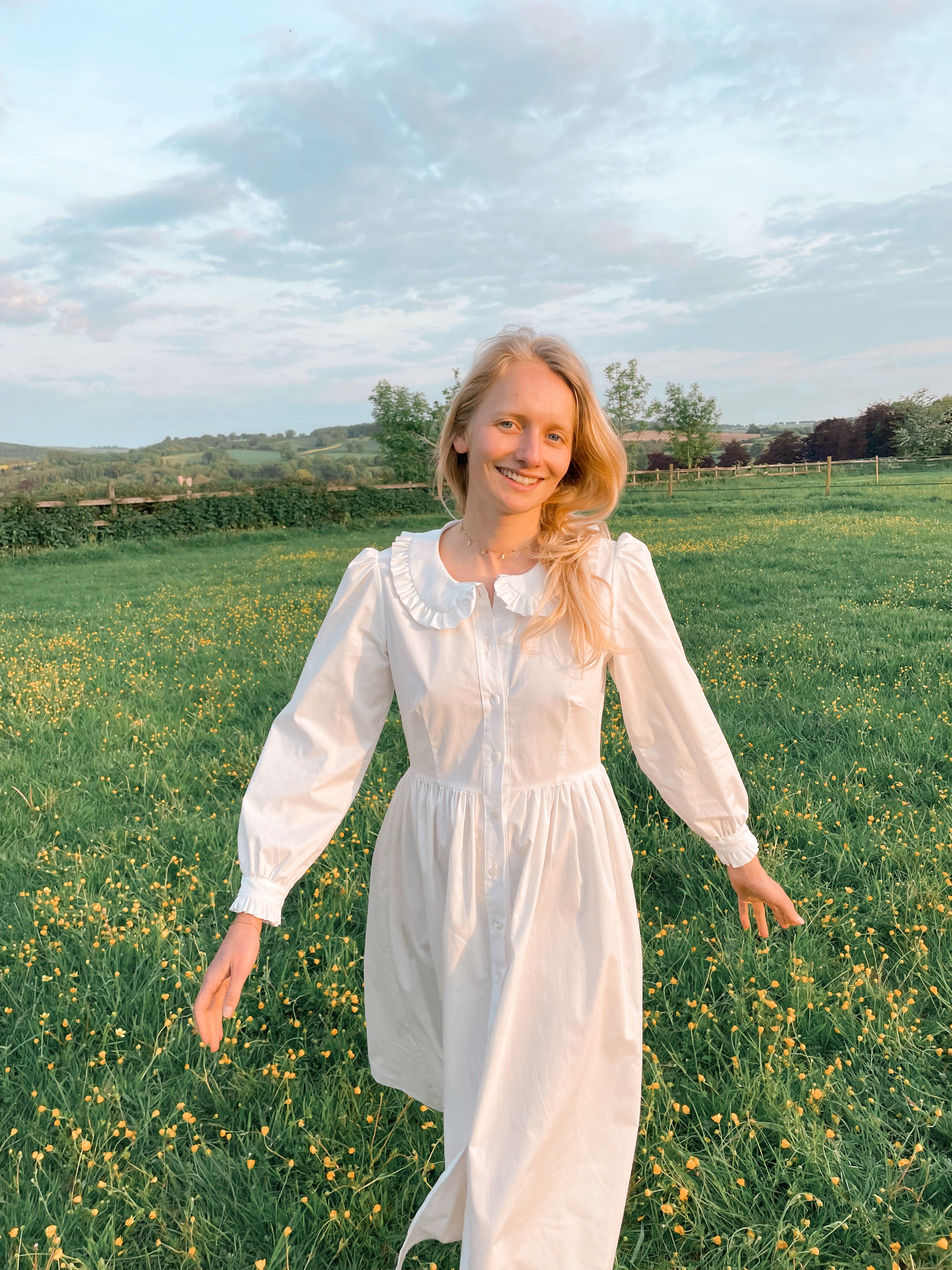 Darcy Dress in White Cotton