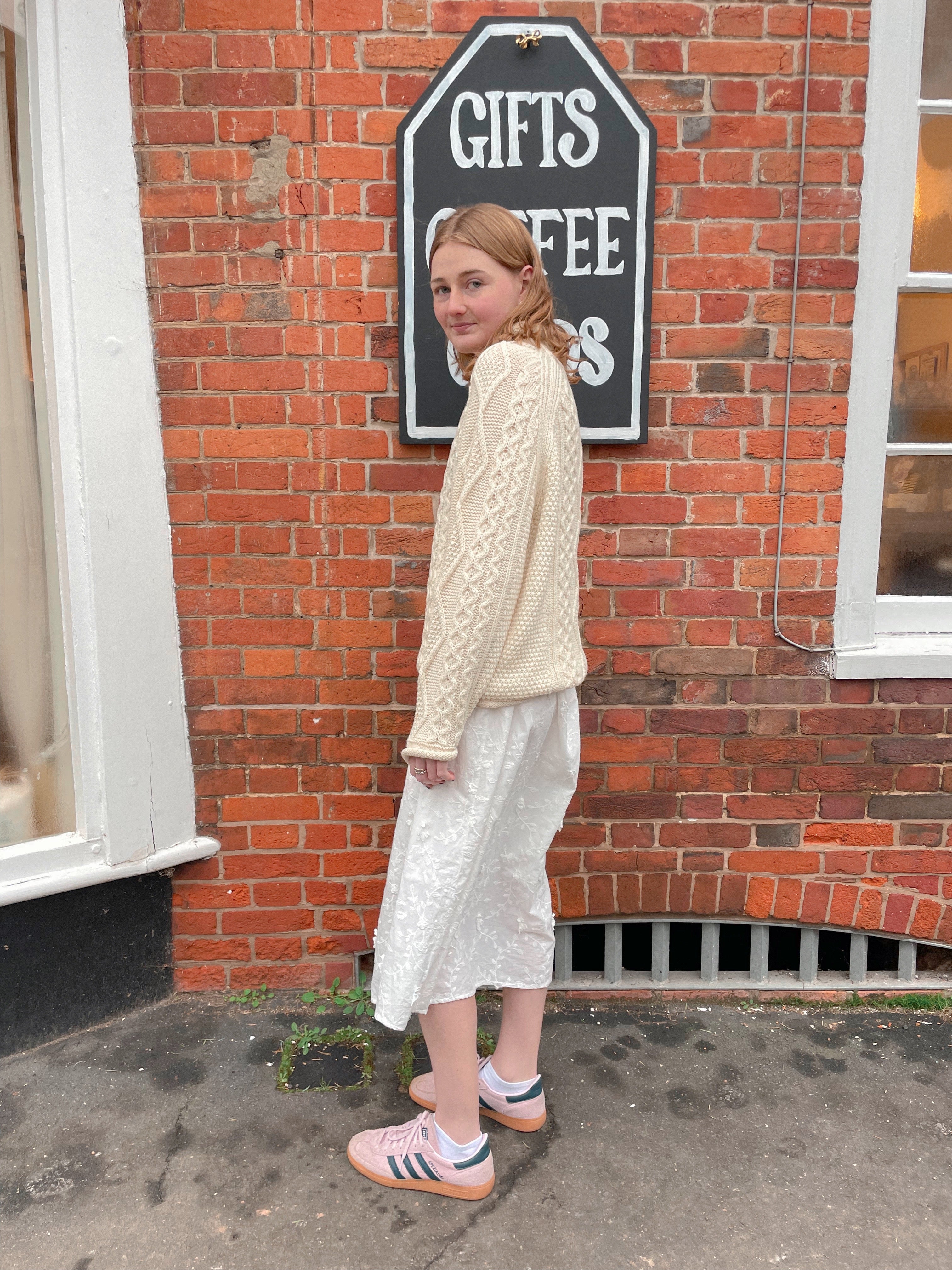 British Wool Roll Neck Knitted Jumper in Ecru (Cream)