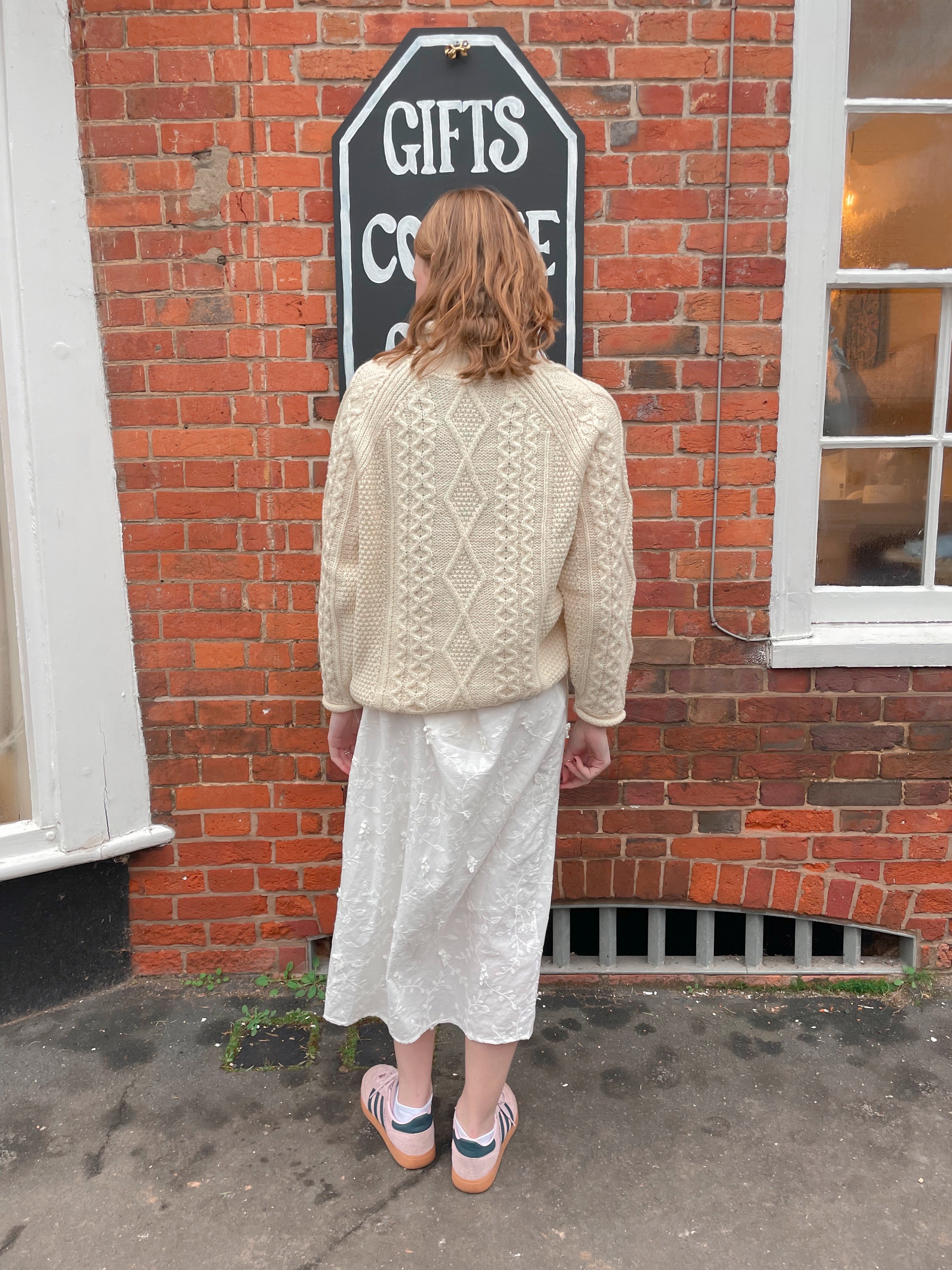 British Wool Roll Neck Knitted Jumper in Ecru (Cream)