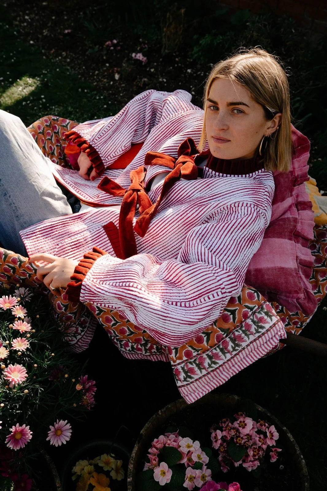 Reversible Jacket - Nasturtium with Red Stripe Reverse