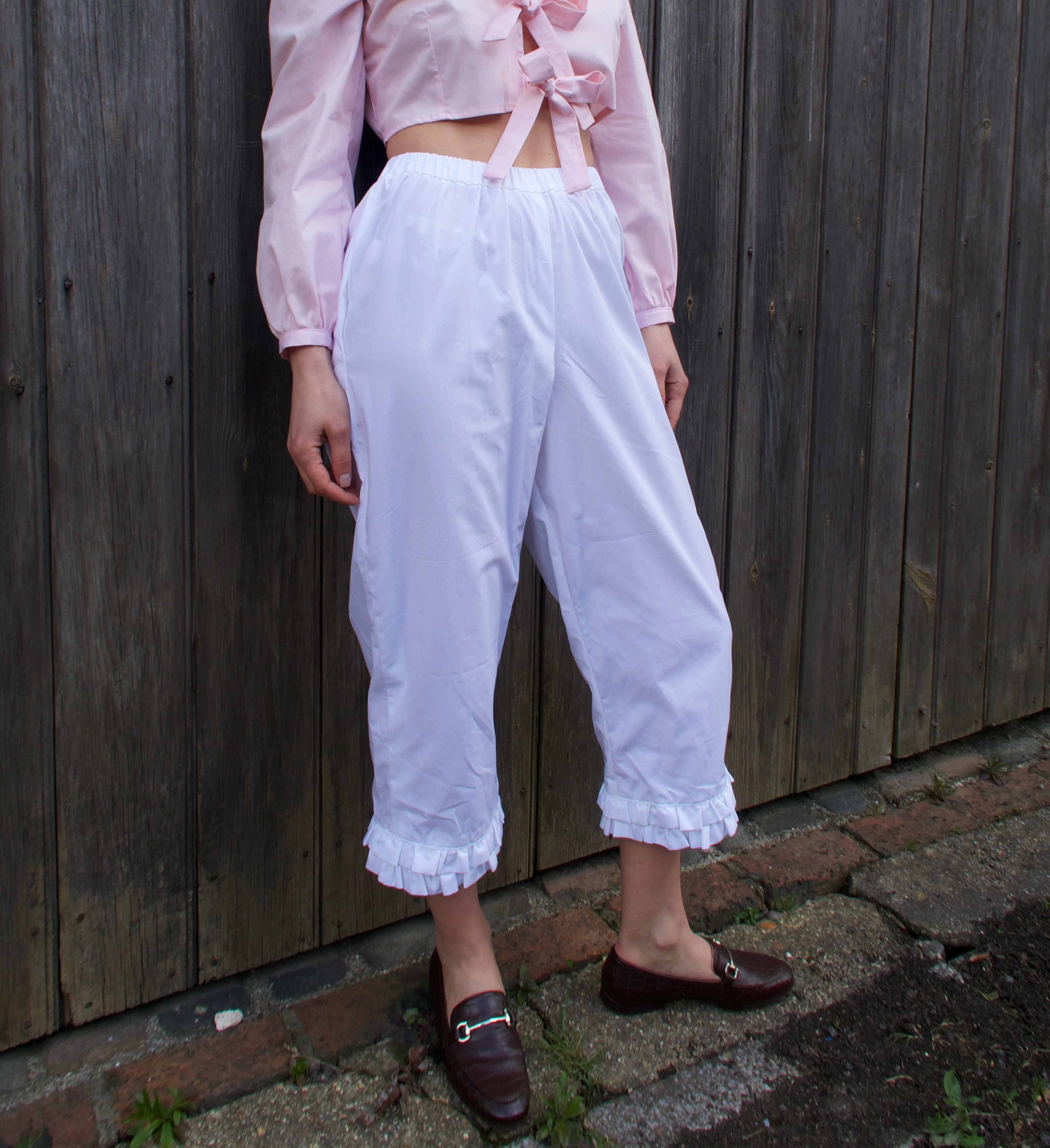 Brockwood Bottom Bloomers in White Cotton Poplin