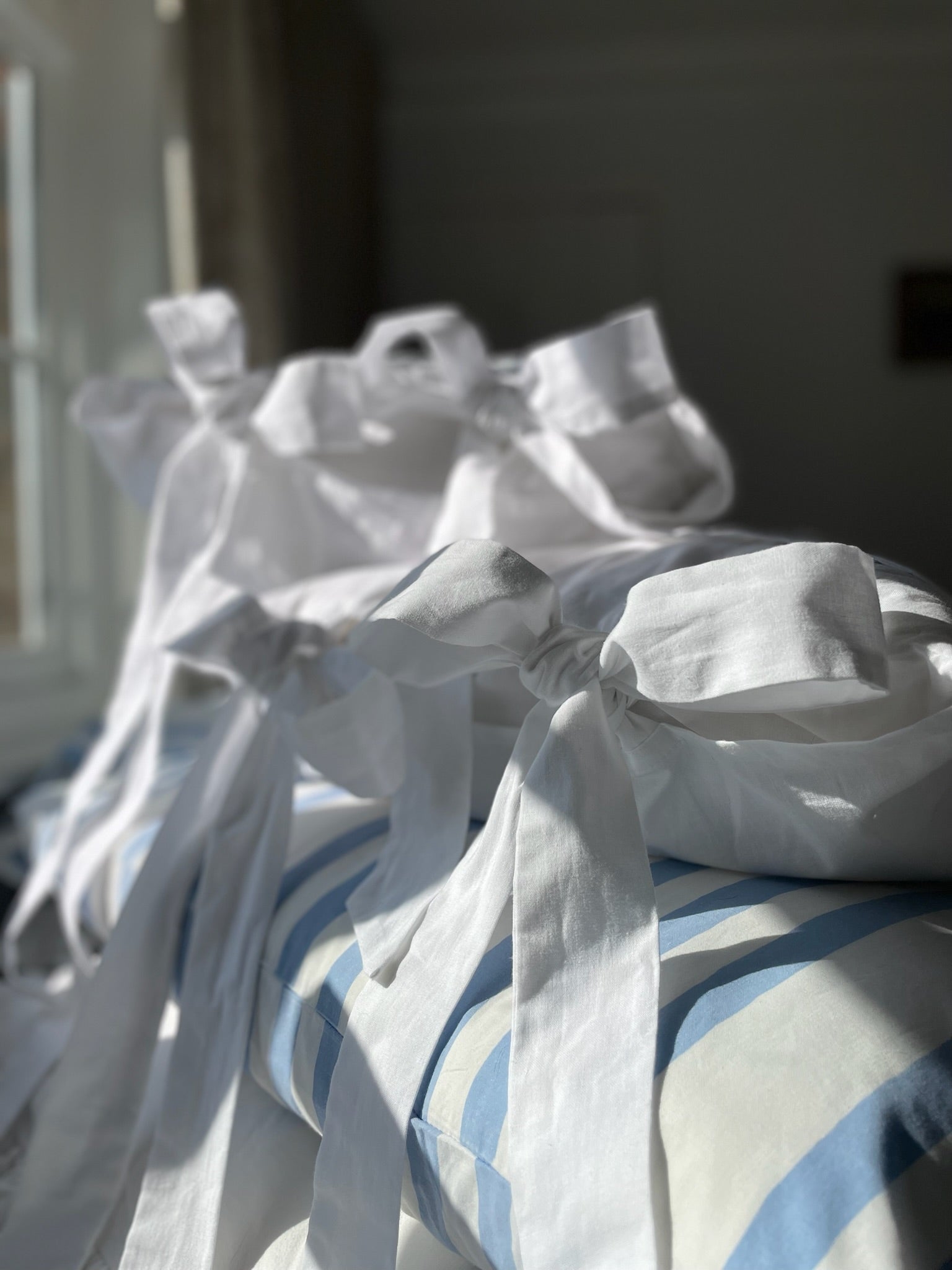 Big Bow Pillowcase Pair White Cotton