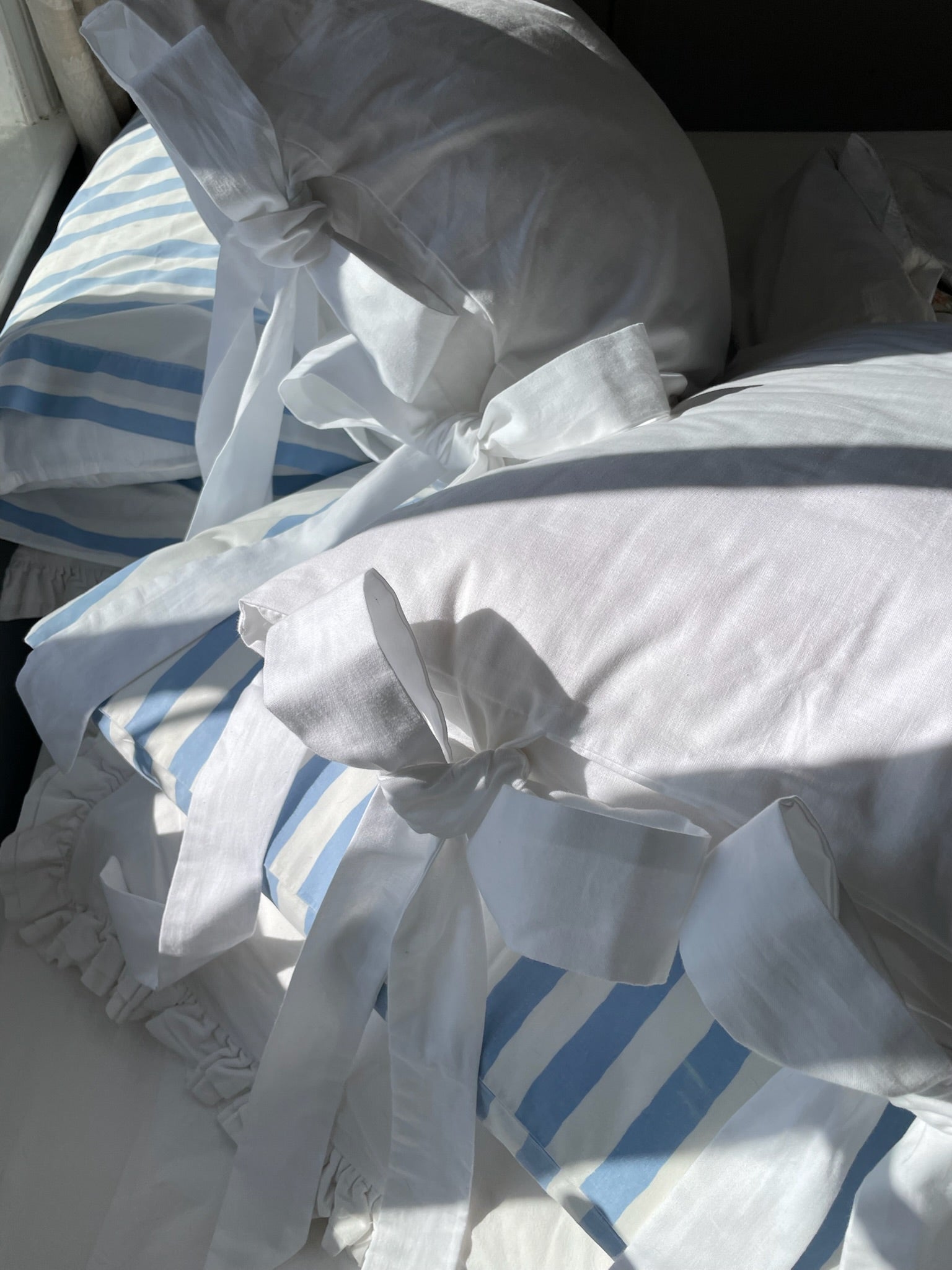 Big Bow Pillowcase Pair White Cotton