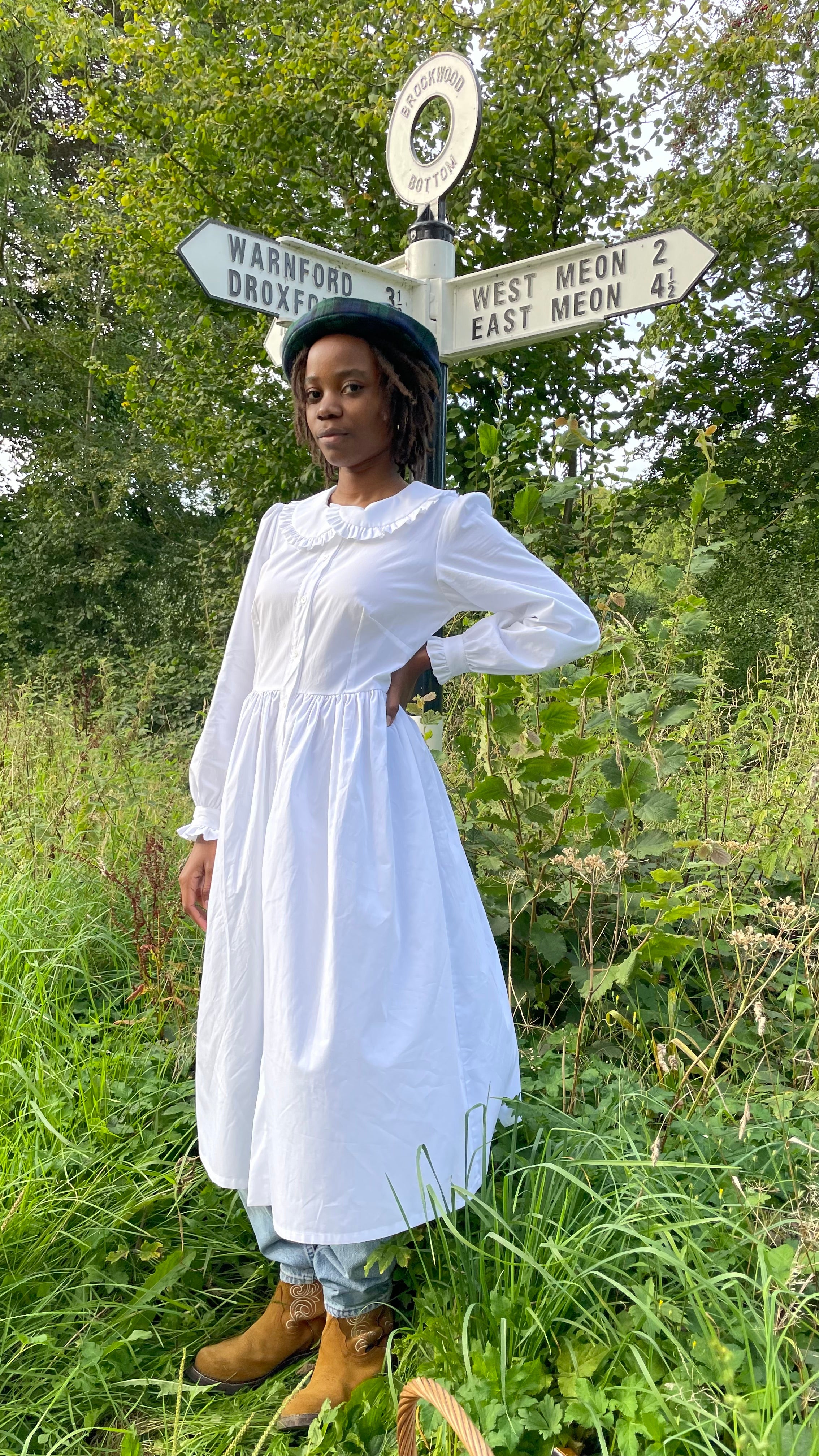 Darcy Dress in White Cotton