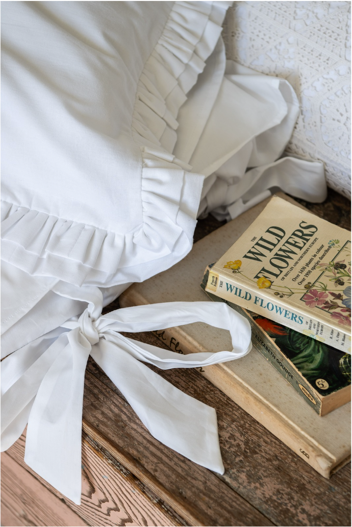 Double Ruffle Oxford Pillowcase White
